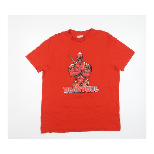 Marvel Men's Red 2XL Deadpool Graphic Print Crew Neck T-Shirt