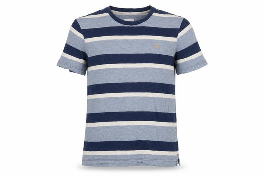 Farah Men’s Blue Striped Cotton Crew Neck Short Sleeve T-Shirt M