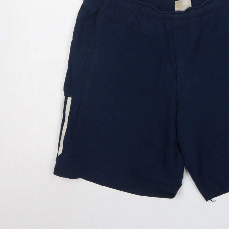 Adidas Men Blue M Athletic Training Shorts 3 Stripe Pockets