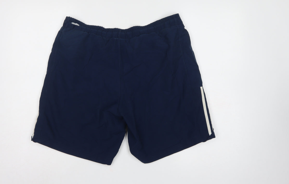 Adidas Men Blue M Athletic Training Shorts 3 Stripe Pockets