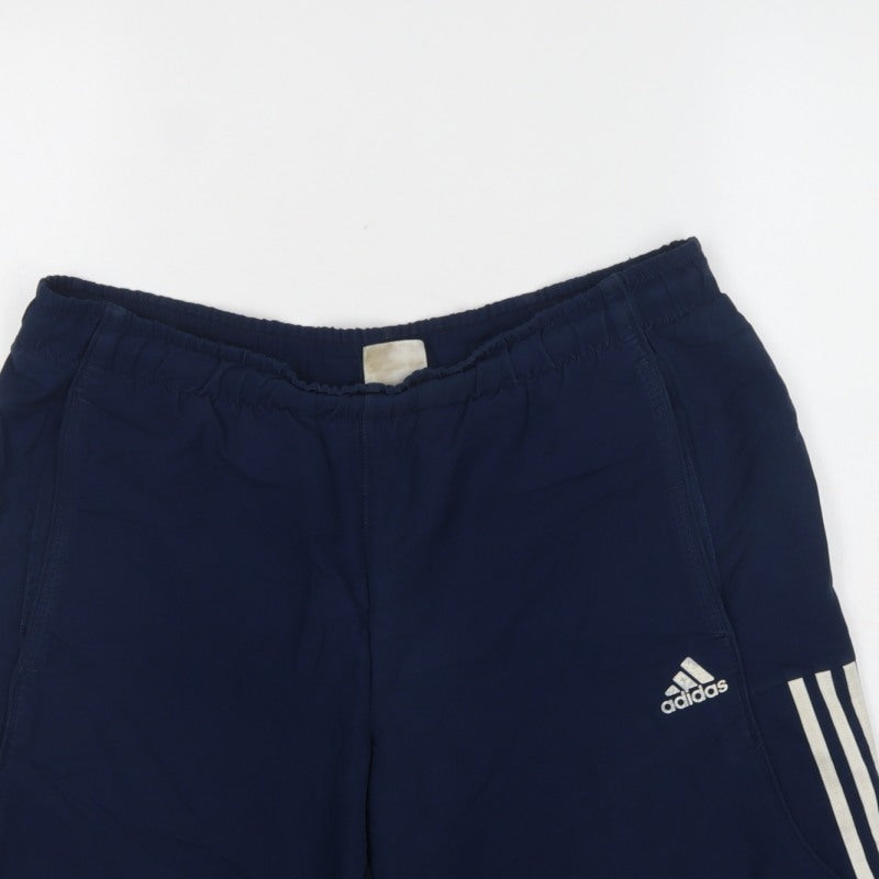 Adidas Men Blue M Athletic Training Shorts 3 Stripe Pockets