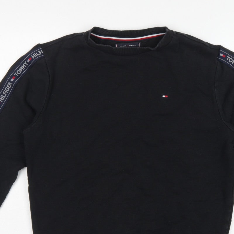 Tommy Hilfiger Men’s Black M Logo Tape Crew Neck Pullover Sweatshirt