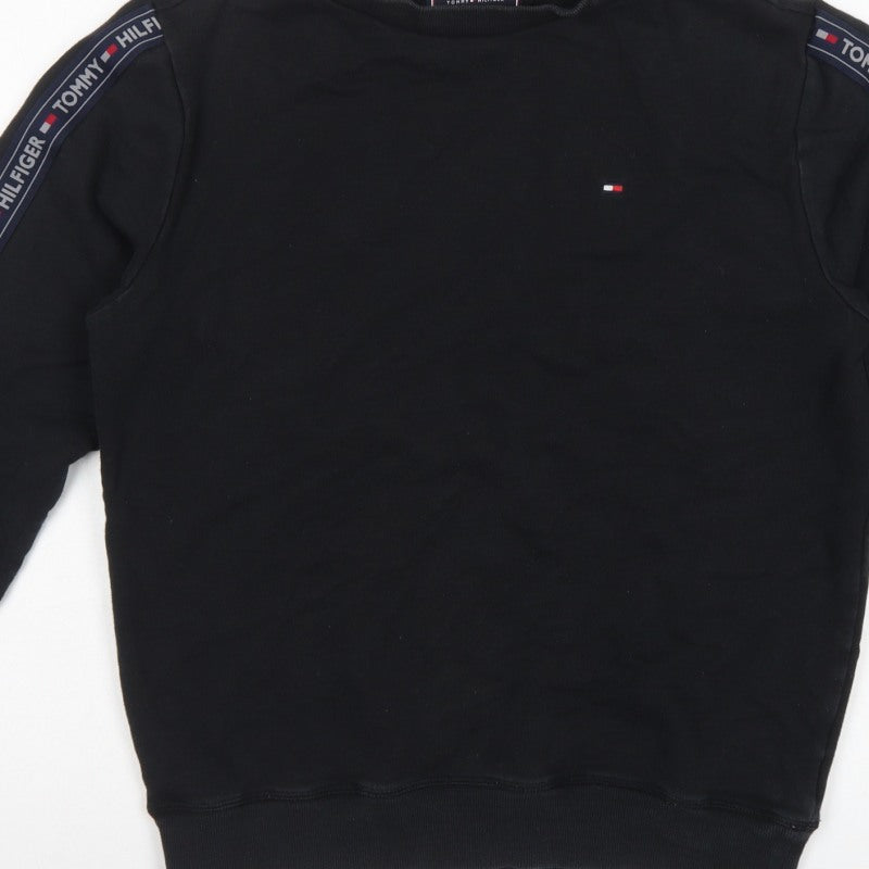 Tommy Hilfiger Men’s Black M Logo Tape Crew Neck Pullover Sweatshirt