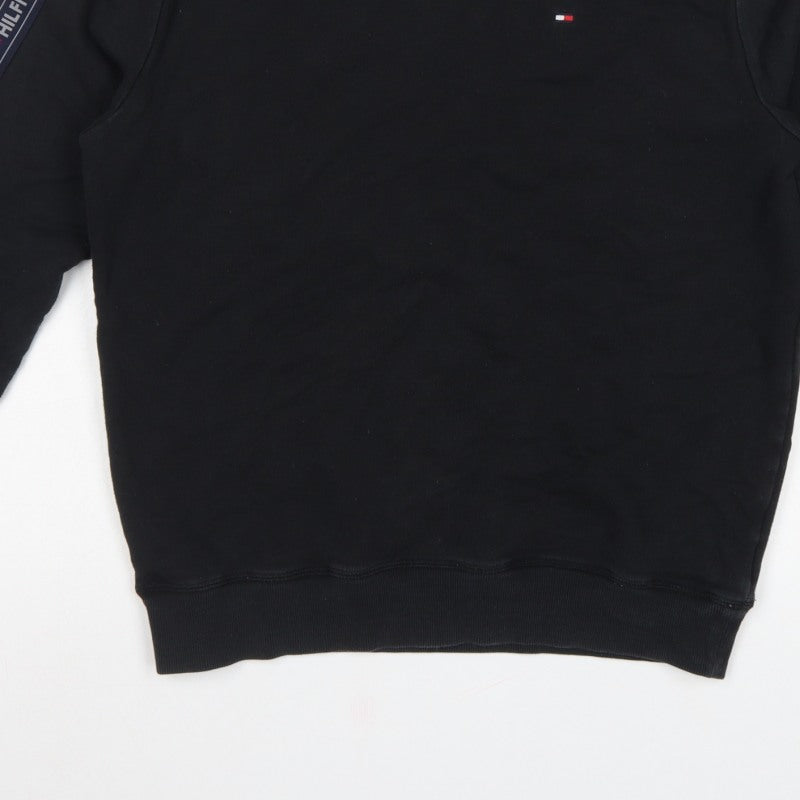 Tommy Hilfiger Men’s Black M Logo Tape Crew Neck Pullover Sweatshirt