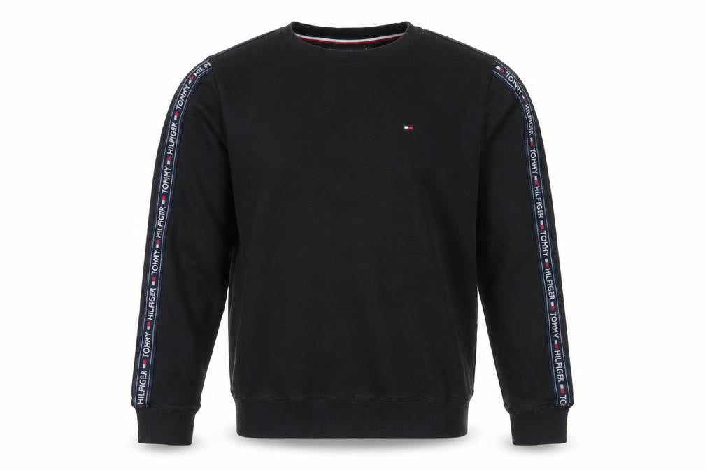 Tommy Hilfiger Men’s Black M Logo Tape Crew Neck Pullover Sweatshirt