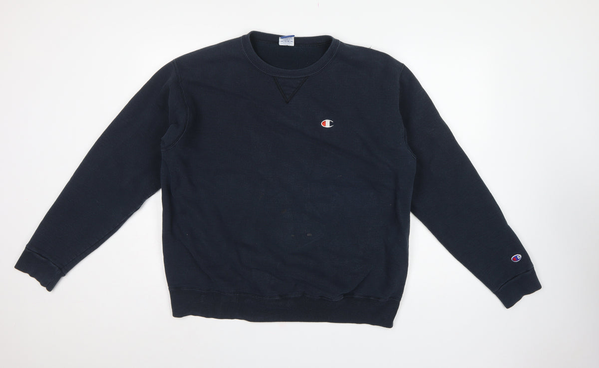 Champion Men’s Blue XL Logo Crew Neck Pullover Sweatshirt Vintage