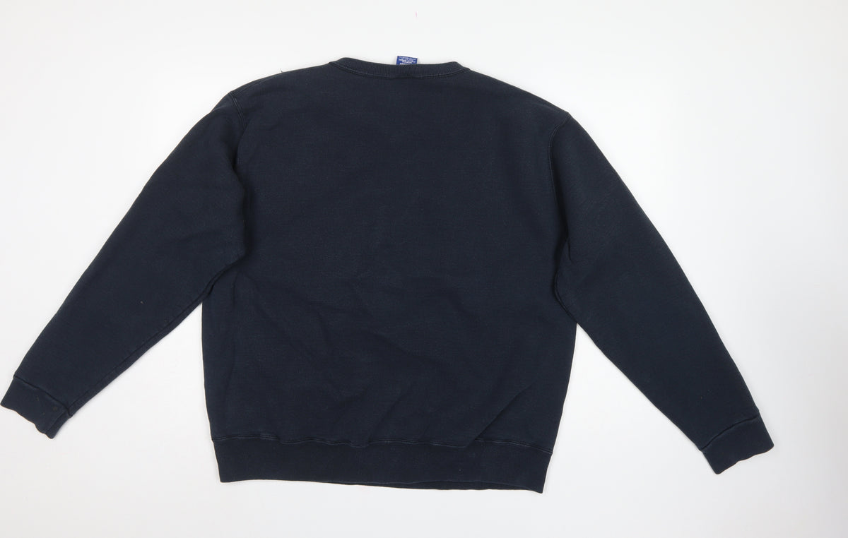 Champion Men’s Blue XL Logo Crew Neck Pullover Sweatshirt Vintage