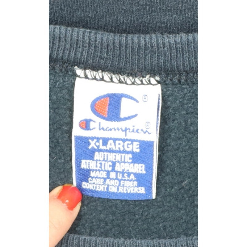 Champion Men’s Blue XL Logo Crew Neck Pullover Sweatshirt Vintage