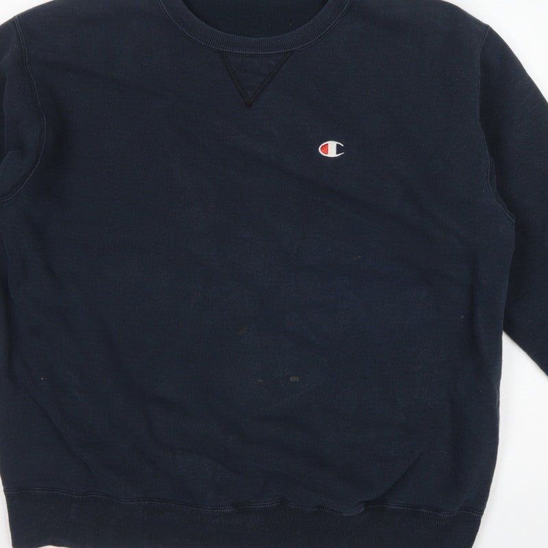 Champion Men’s Blue XL Logo Crew Neck Pullover Sweatshirt Vintage