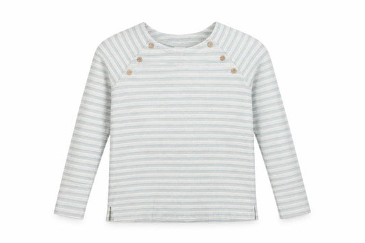 Weird Fish Women Blue UK 10 Striped Organic Cotton Raglan Long Sleeve Top