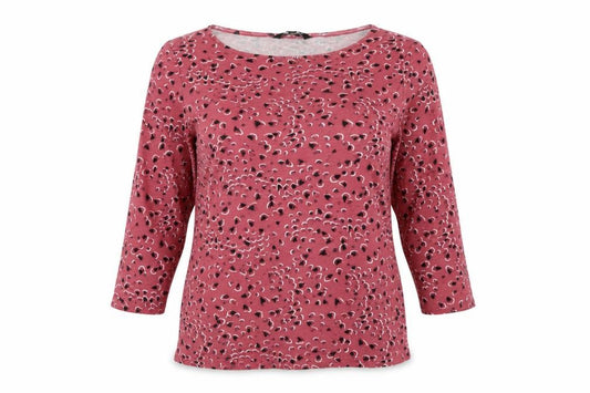 Bonmarché Women’s Pink Floral Cotton Jersey 3/4 Sleeve Top Size 16