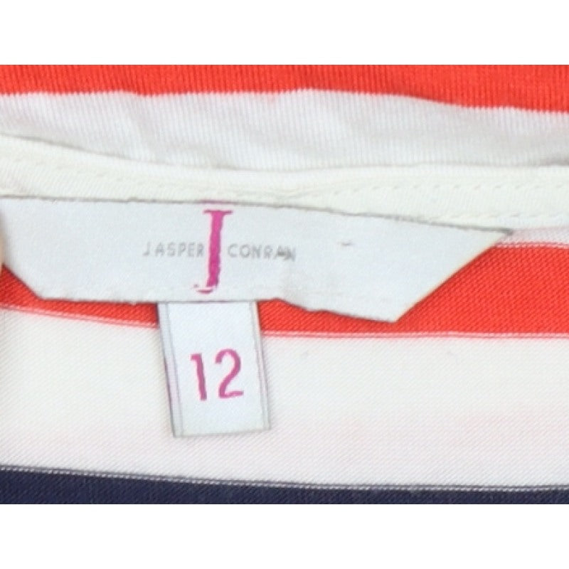 Jasper Conran Women Multicoloured UK 12 Striped Boat Neck Tunic Top