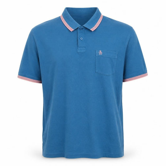 Original Penguin Men's Blue XL Heritage Slim Fit Piqué Polo Shirt