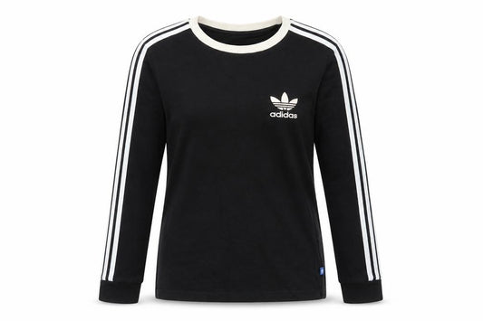 Adidas Women Black UK 8 Ringer Long Sleeve 3 Stripe Jersey T-Shirt
