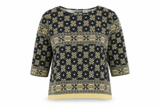 Catoscapes Women Multicoloured L Paisley Cotton Jersey 3/4 Sleeve Top