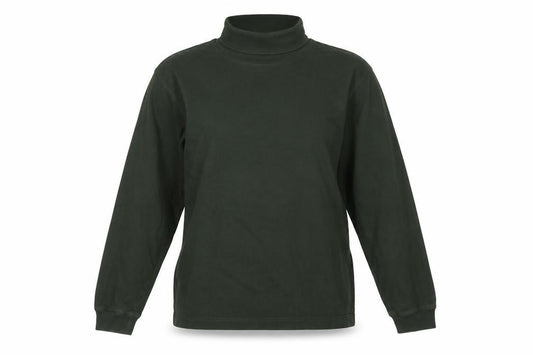 Jumper Women Green M Pure Cotton High Neck Long Sleeve Basic T-Shirt