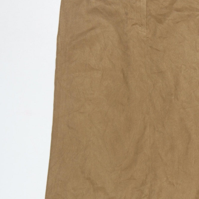 Next Women Brown UK 10 Long Wrap Skirt Button Front