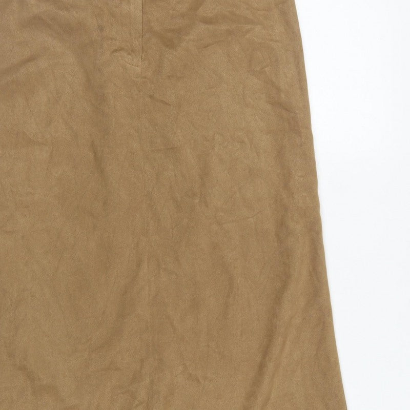 Next Women Brown UK 10 Long Wrap Skirt Button Front