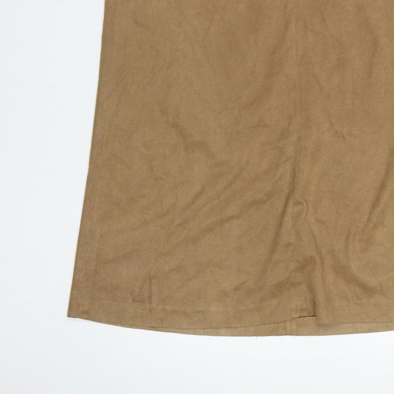 Next Women Brown UK 10 Long Wrap Skirt Button Front