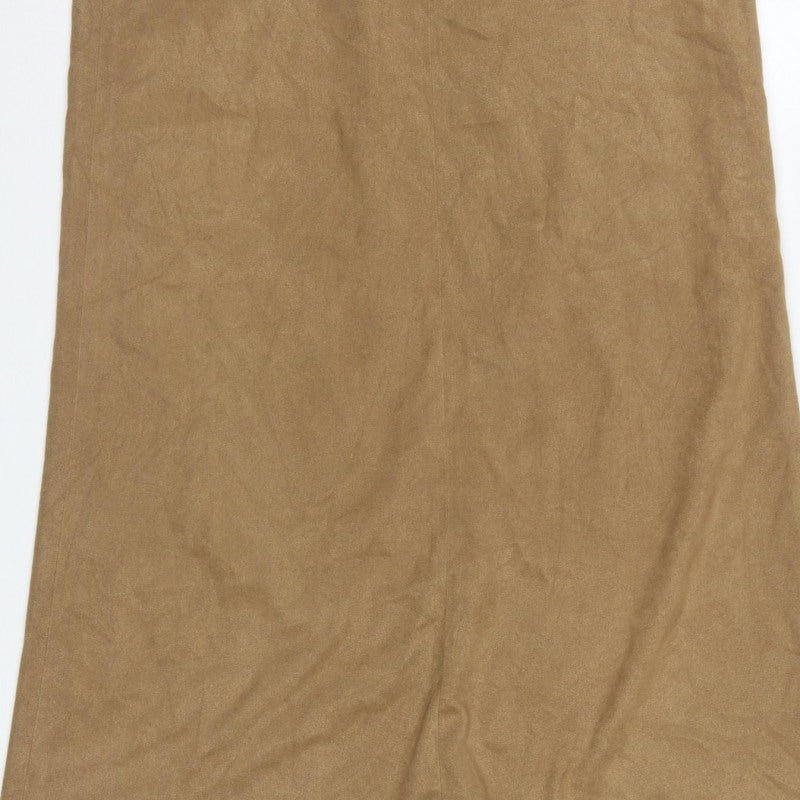 Next Women Brown UK 10 Long Wrap Skirt Button Front