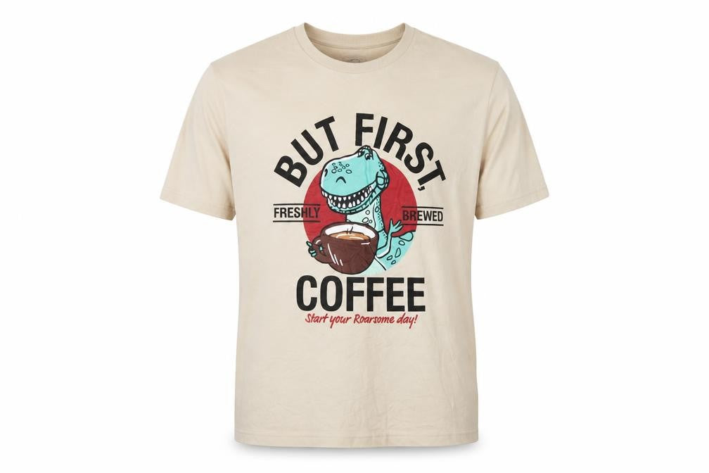 George Mens Beige M Pixar Dinosaur Coffee Graphic Pyjama Top