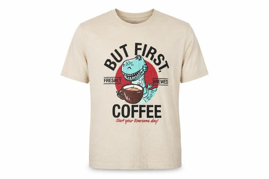 George Mens Beige M Pixar Dinosaur Coffee Graphic Pyjama Top