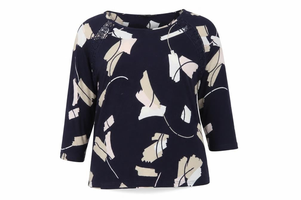 Bonmarché Women Multicoloured UK 16 Jersey Pullover Lace 3/4 Sleeve