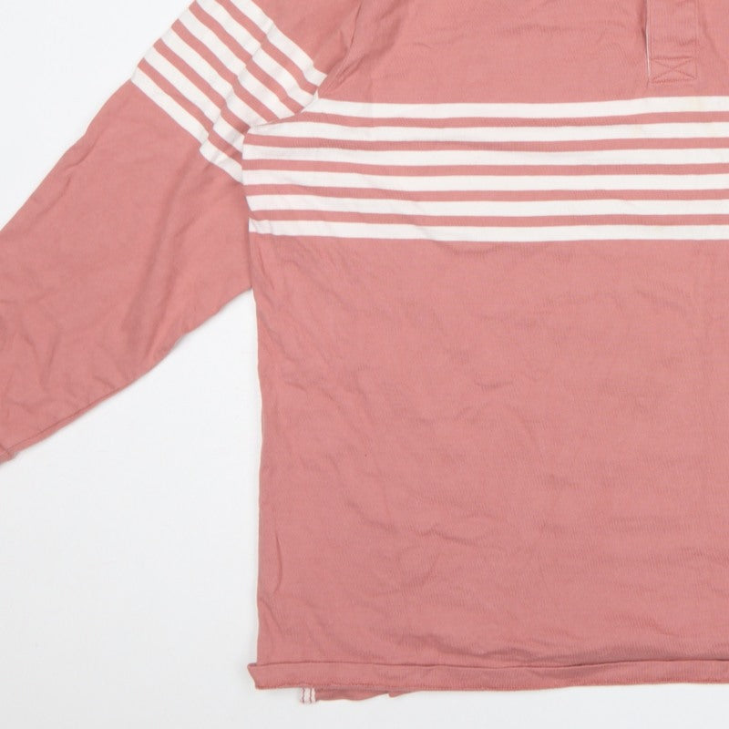 Marks & Spencer Men’s Pink Striped Long Sleeve Polo 4XL Long