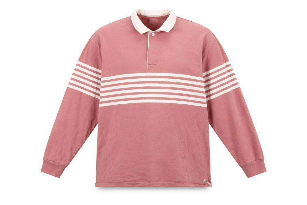 Marks & Spencer Men’s Pink Striped Long Sleeve Polo 4XL Long