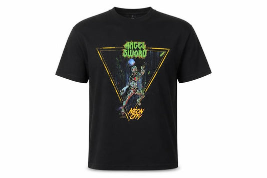 Yazbek Men's Black XL Angel Sword Neon City Graphic Band T-Shirt