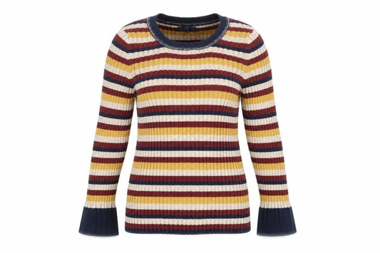 Next Women’s Multicoloured Striped Rib Knit Crew Neck Jumper UK 16