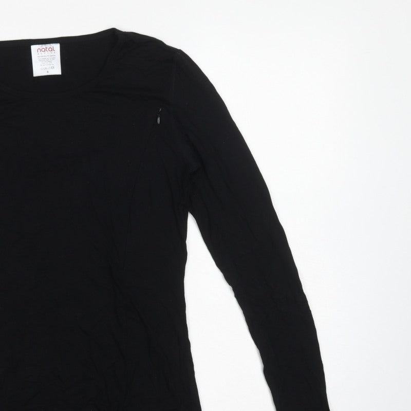 Natal Active Women Black UK 8 Maternity Nursing Long Sleeve Stretch Top