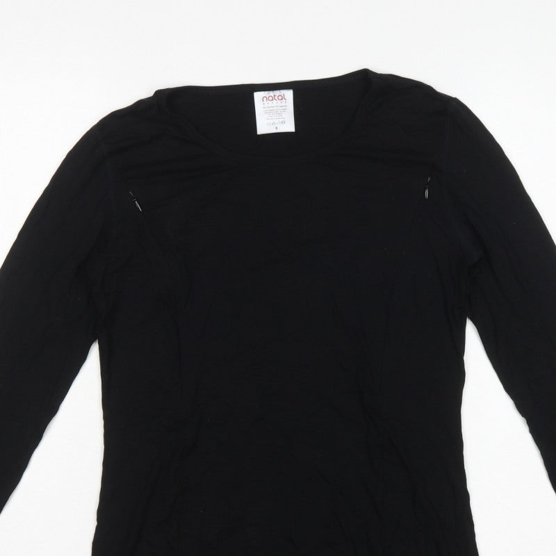 Natal Active Women Black UK 8 Maternity Nursing Long Sleeve Stretch Top