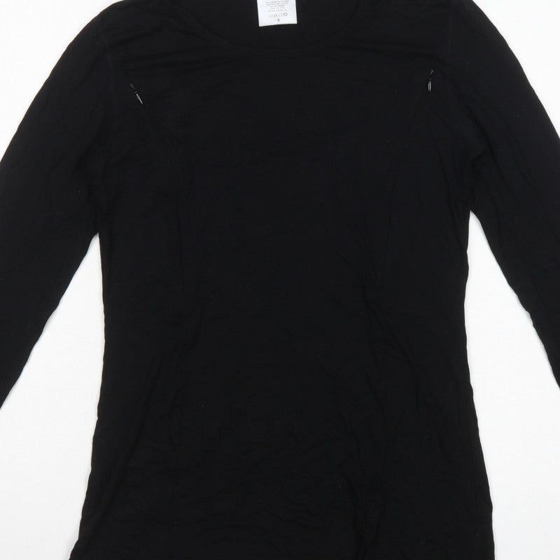 Natal Active Women Black UK 8 Maternity Nursing Long Sleeve Stretch Top