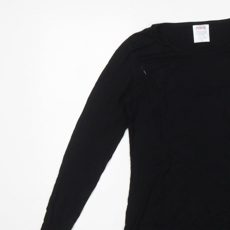 Natal Active Women Black UK 8 Maternity Nursing Long Sleeve Stretch Top