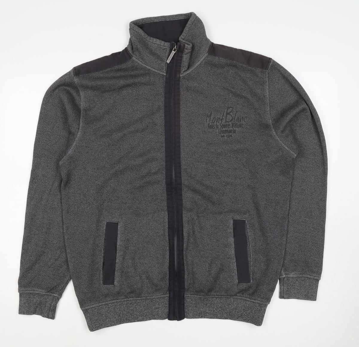 CASAMODA Men's Grey L Full Zip Sweatshirt Embroidered Pockets