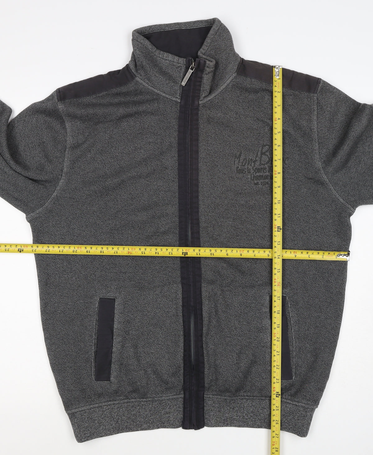 CASAMODA Men's Grey L Full Zip Sweatshirt Embroidered Pockets