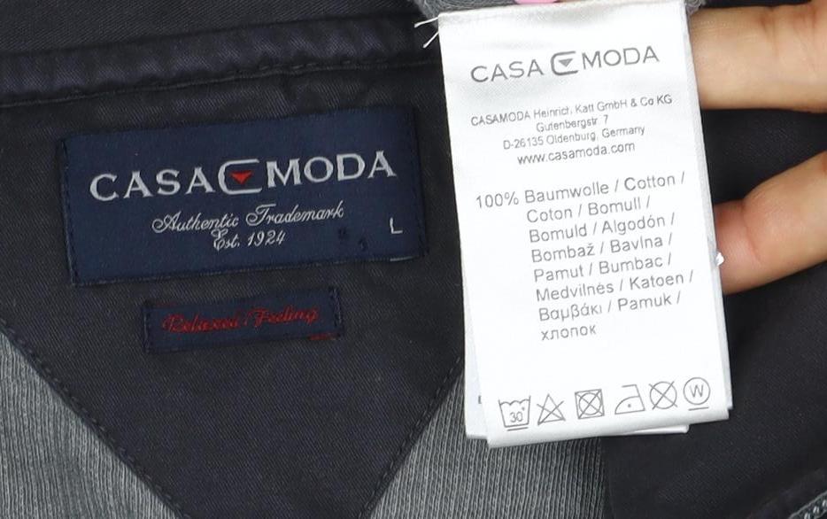 CASAMODA Men's Grey L Full Zip Sweatshirt Embroidered Pockets