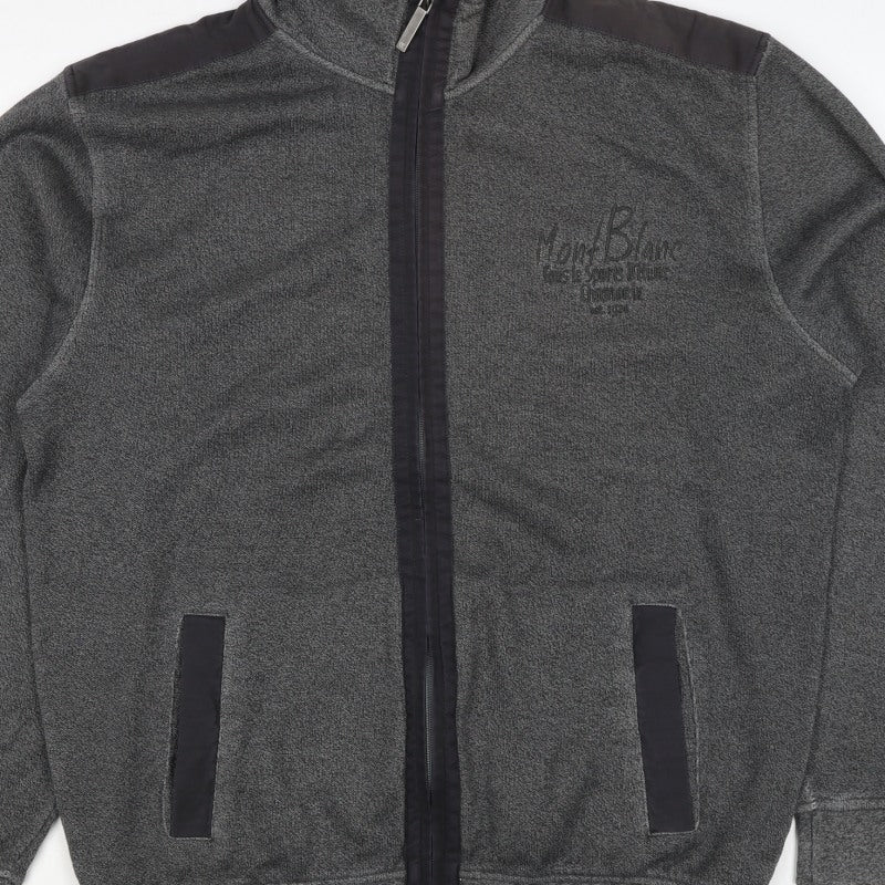 CASAMODA Men's Grey L Full Zip Sweatshirt Embroidered Pockets