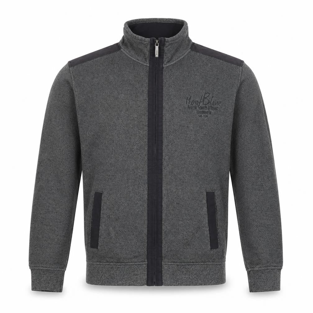 CASAMODA Men's Grey L Full Zip Sweatshirt Embroidered Pockets