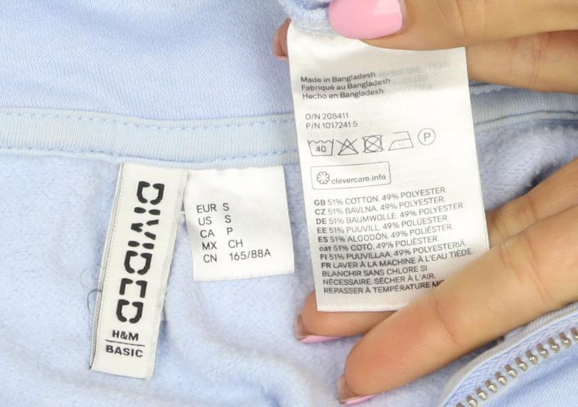 H&M Women Blue UK 10 1/4 Zip High Neck Pullover Sweatshirt