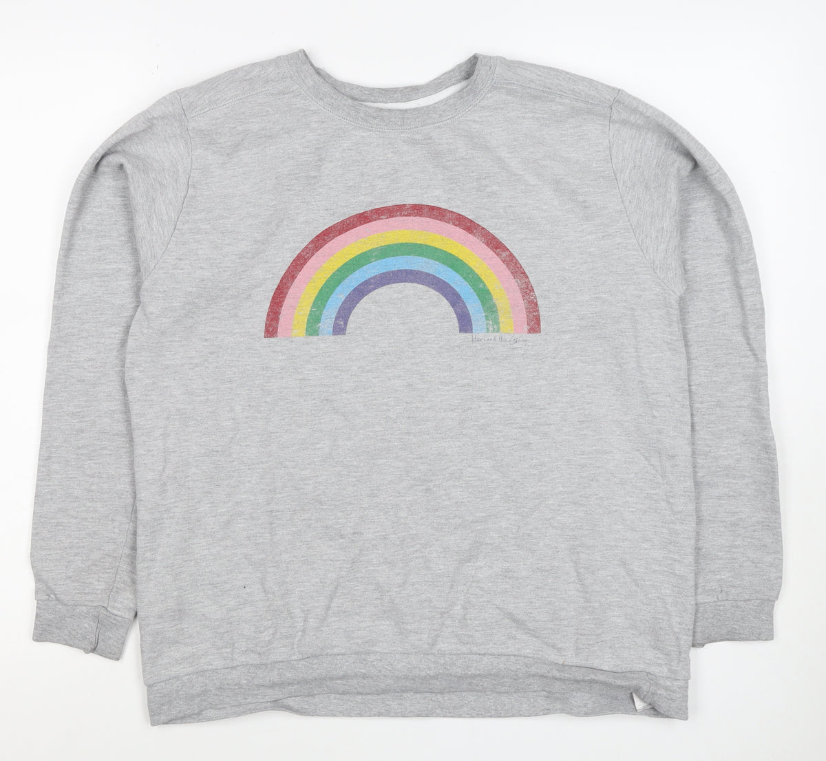 Hari & The Gang Women’s Grey M Rainbow Graphic Pullover Sweatshirt