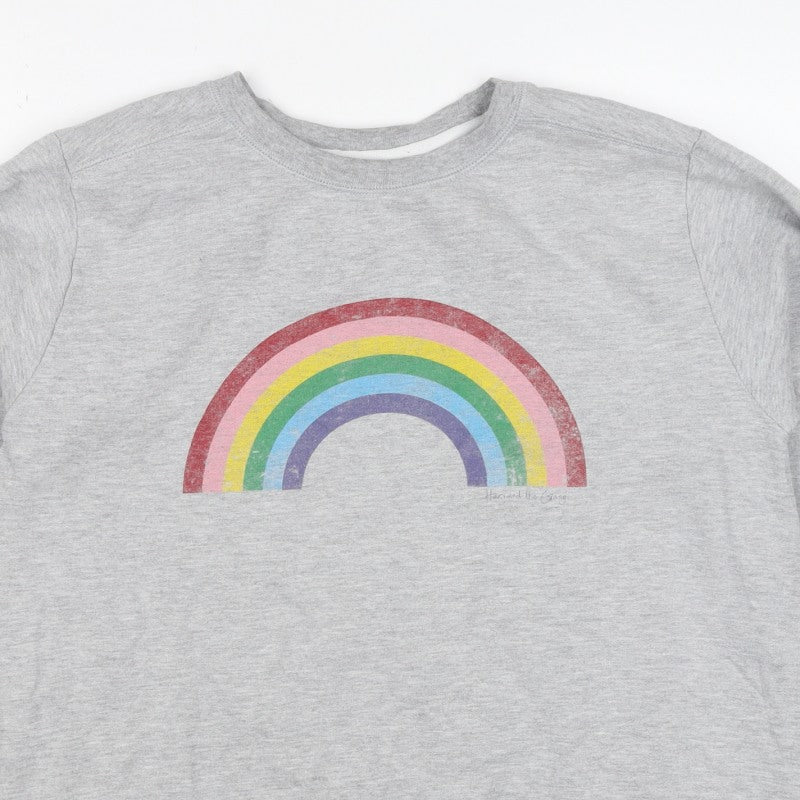 Hari & The Gang Women’s Grey M Rainbow Graphic Pullover Sweatshirt