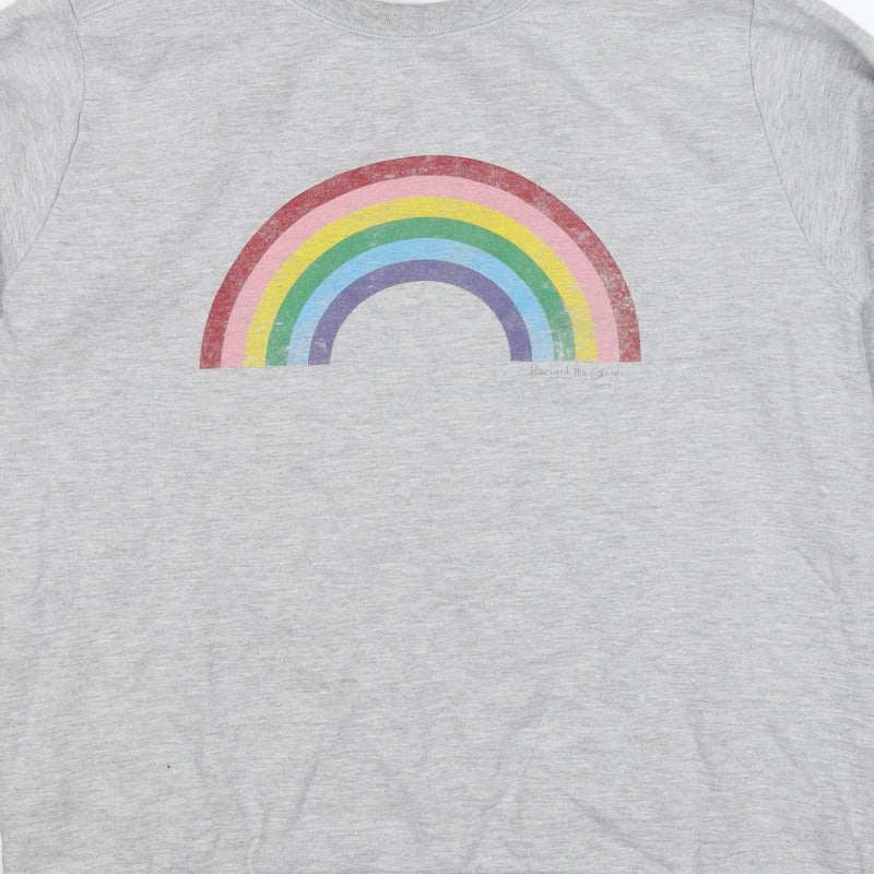 Hari & The Gang Women’s Grey M Rainbow Graphic Pullover Sweatshirt