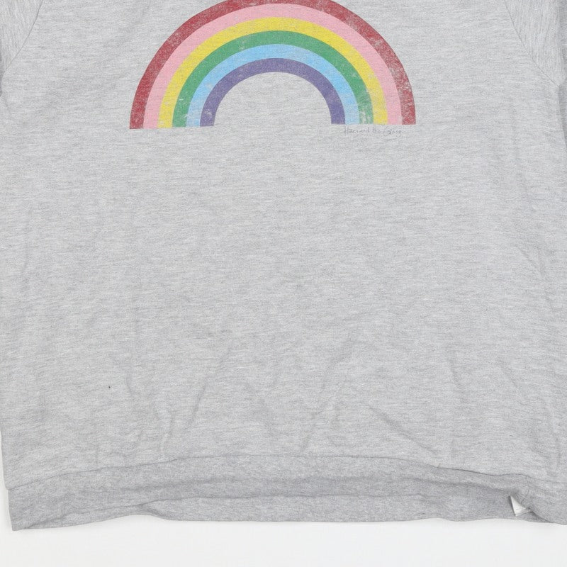 Hari & The Gang Women’s Grey M Rainbow Graphic Pullover Sweatshirt