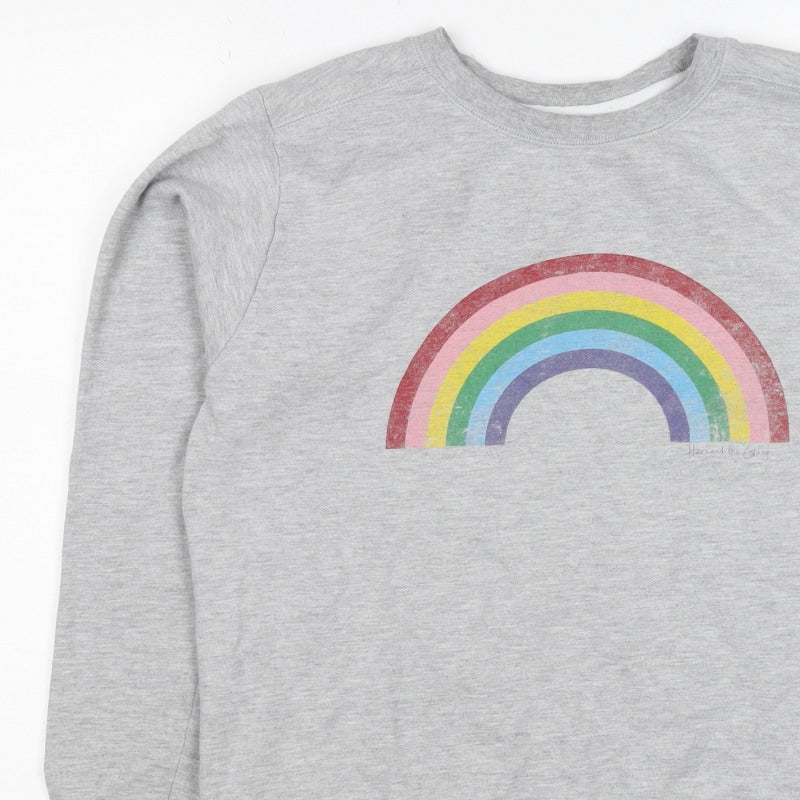 Hari & The Gang Women’s Grey M Rainbow Graphic Pullover Sweatshirt