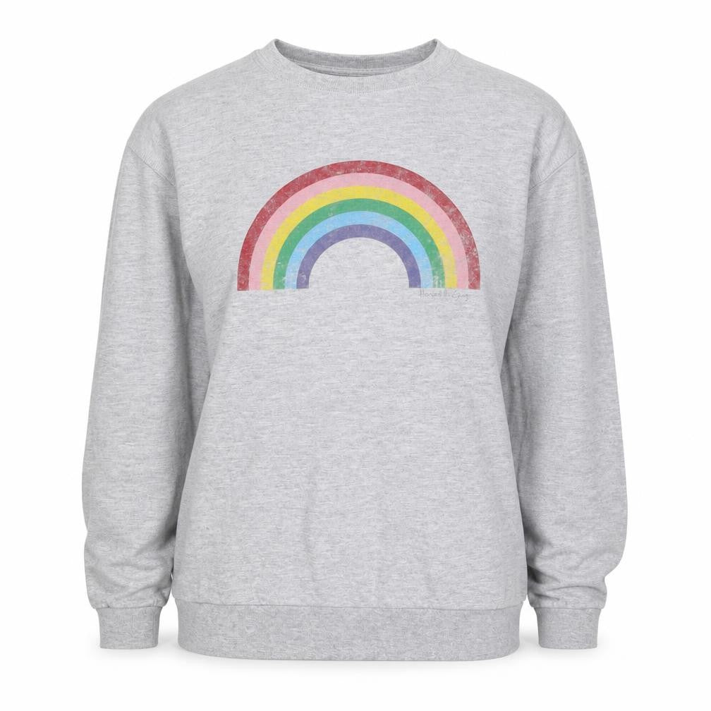 Hari & The Gang Women’s Grey M Rainbow Graphic Pullover Sweatshirt