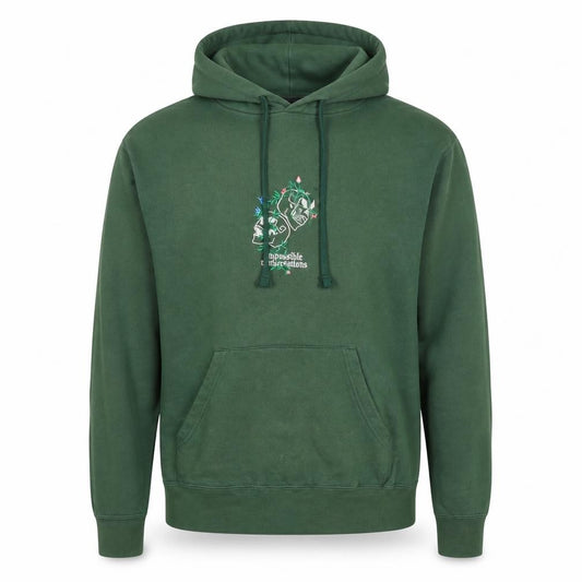 Impossible Conversations Men's Green M Pullover Hoodie Embroidered Skull