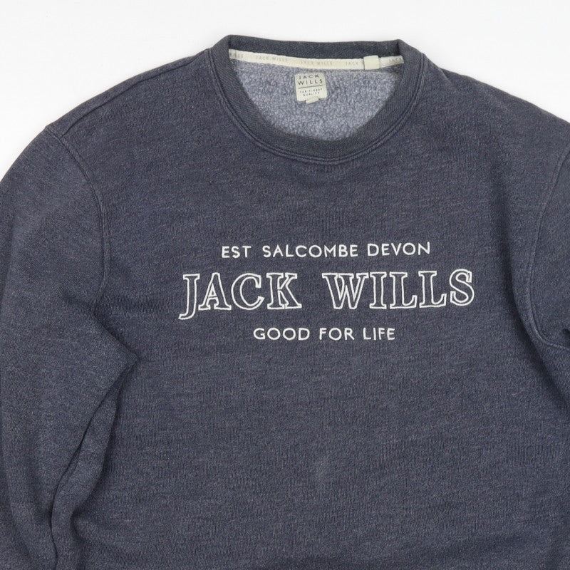 Jack Wills Unisex Adults Grey M Pullover Sweatshirt Logo Crew Neck