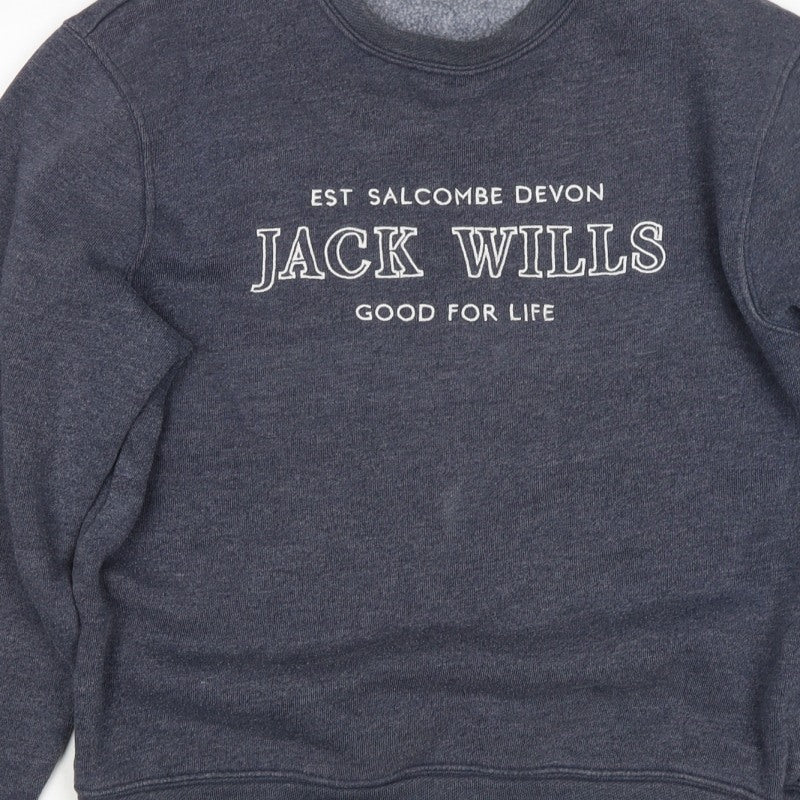 Jack Wills Unisex Adults Grey M Pullover Sweatshirt Logo Crew Neck